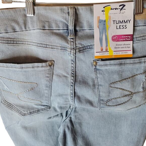 Seven7 Light Wash Distressed Tummy Less Jeans, NWT, Size 12 - Picture 5 of 6